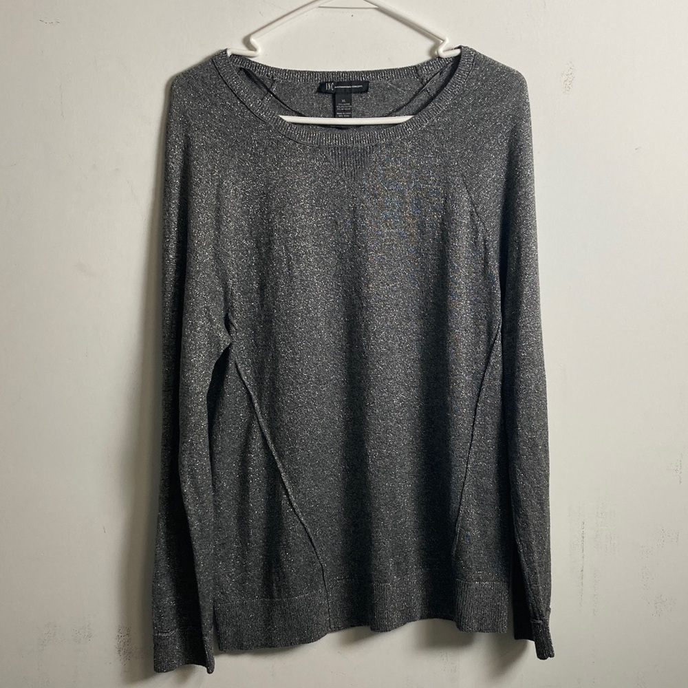 INC International Concepts Metallic Gray Crewneck Sweater